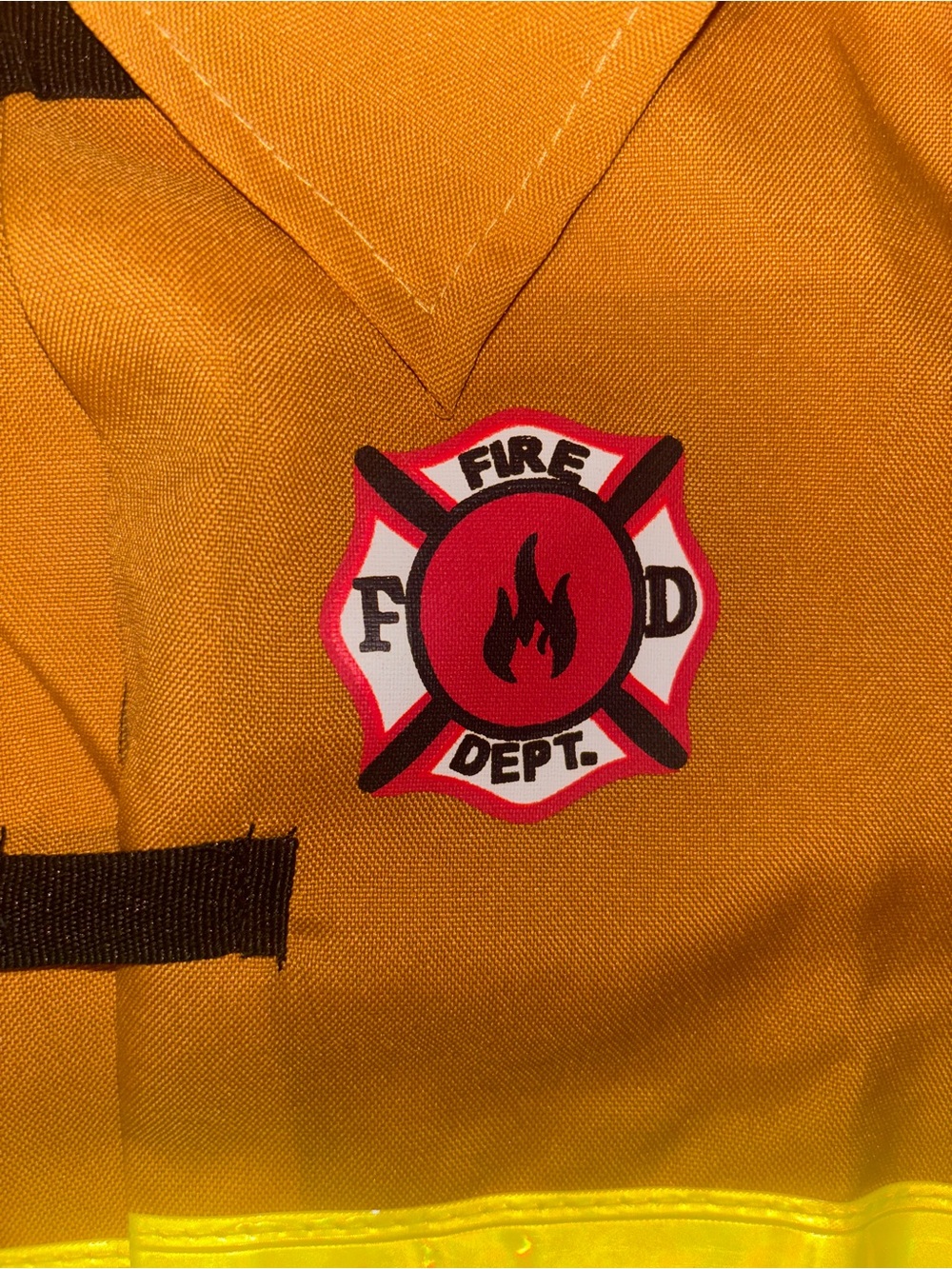 Mustard Yellow Kids Firefighter Costume with Yellow Reflective Stripes - Picture 10 of 15